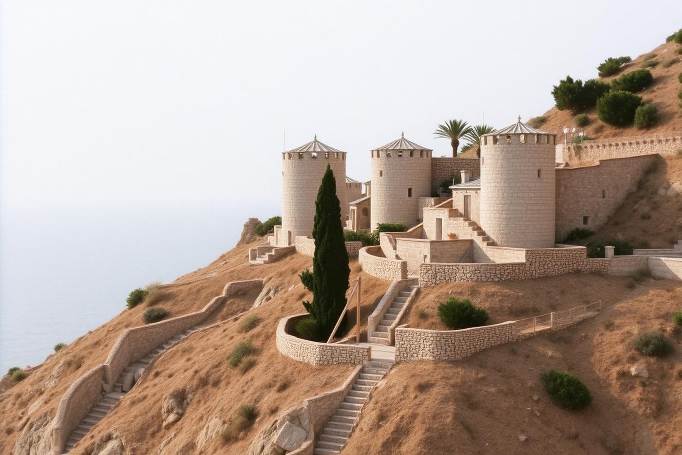 A Venetian fortress town on a headland above still water